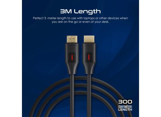 Promate ProLink4K60-300 HDMI Slim Cable 3m with 3D Support, 18Gbps, Ethernet Support